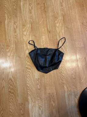 SHEIN Faux Leather Handkerchief Hem Camisole Crop Top